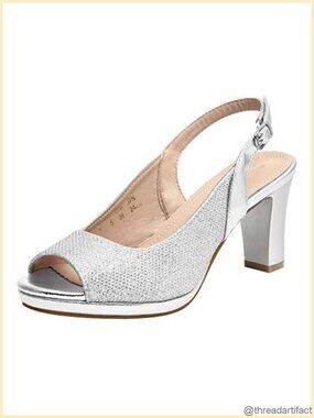 Women Slip-On Peep Toe Slingback Chunky Block Heel Pumps Dress Shoes